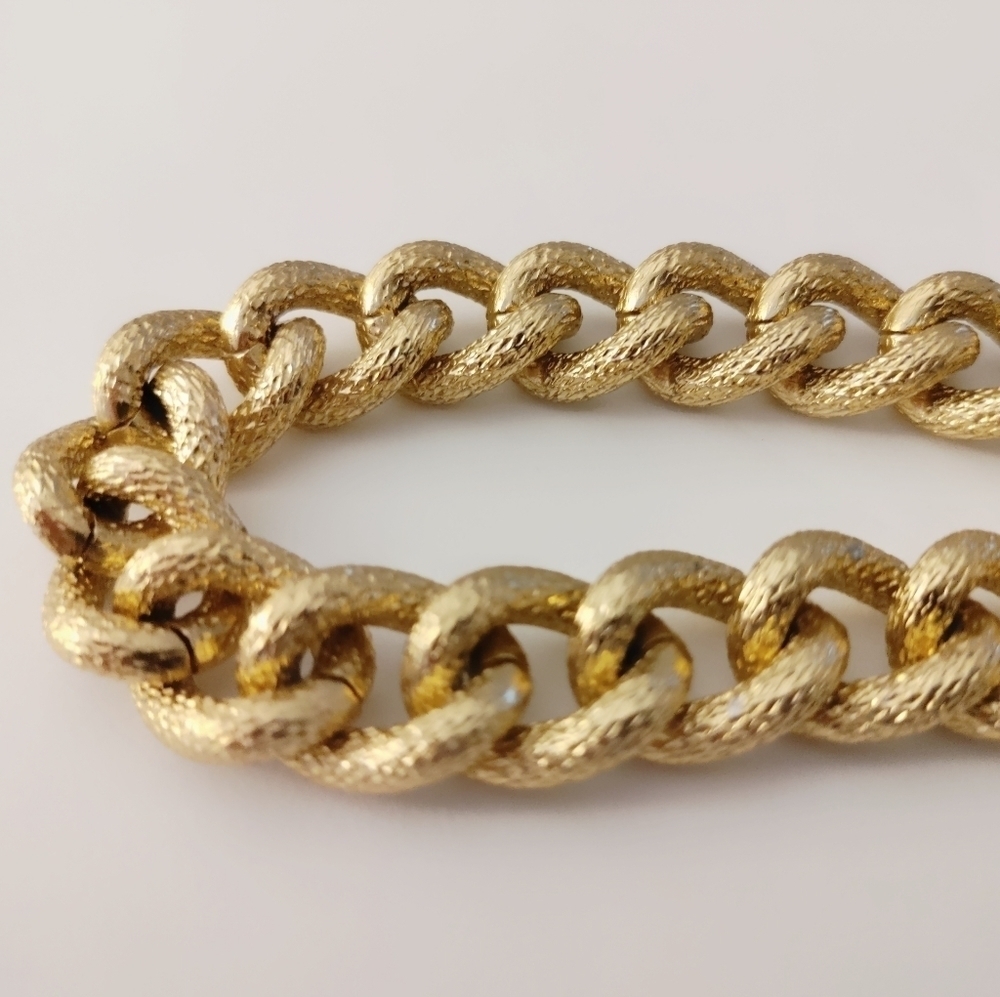 VINTAGE Curb Link Gold Chain Necklace Large 1980 - Picture 11 of 14
